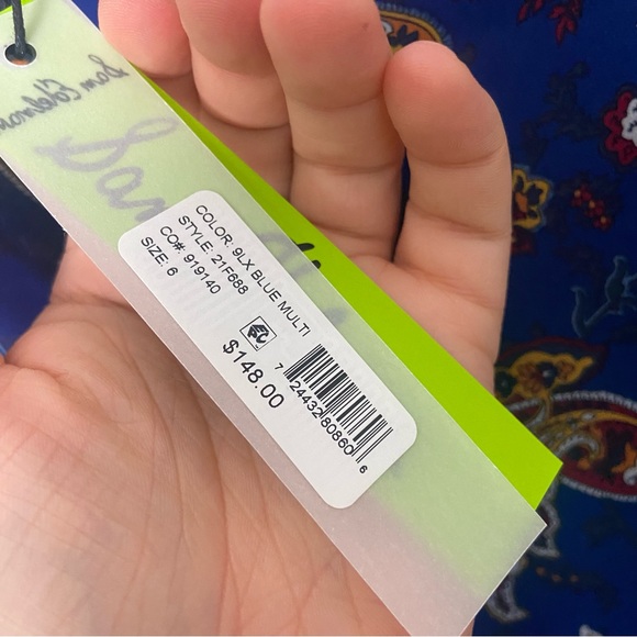 NWT Sam Edelman Blue Paisley Print Short Sleeve Mini Dress - Picture 7 of 8